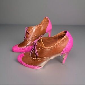 Women's Cole Haan Nike Air Lucinda Oxford Brown & Pink Pumps -- Size 6.5B